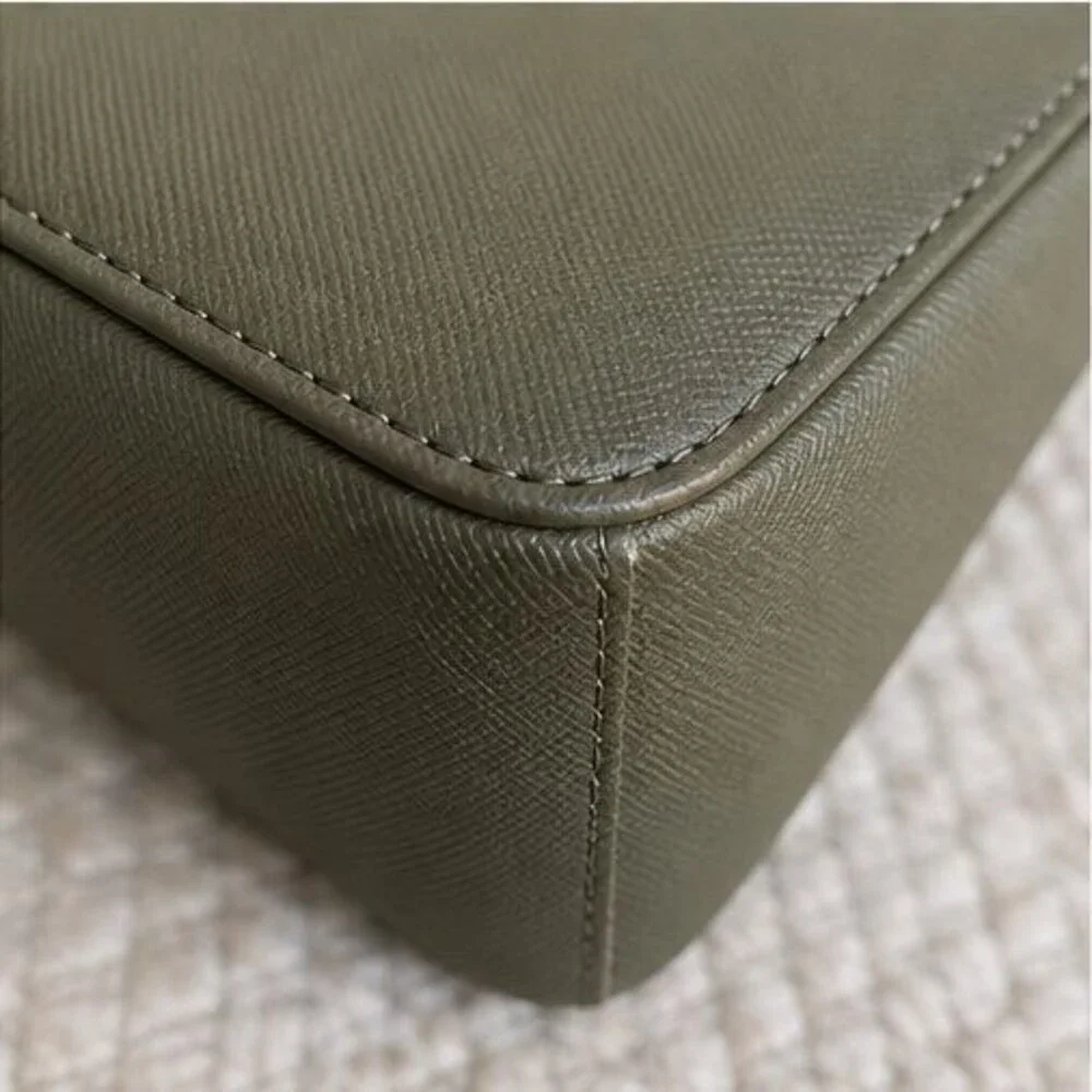 Olive Saffiano Crossbody Bag